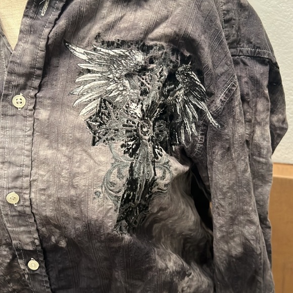 Vintage Acid Washed Design Mens Shirt (Medium) - Picture 2 of 4